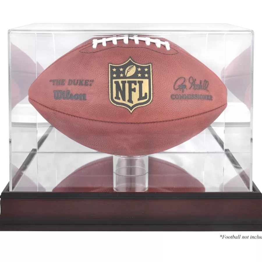 New York Jets Display Cases^Antique Mahogany Football Display Case With Mirror Back