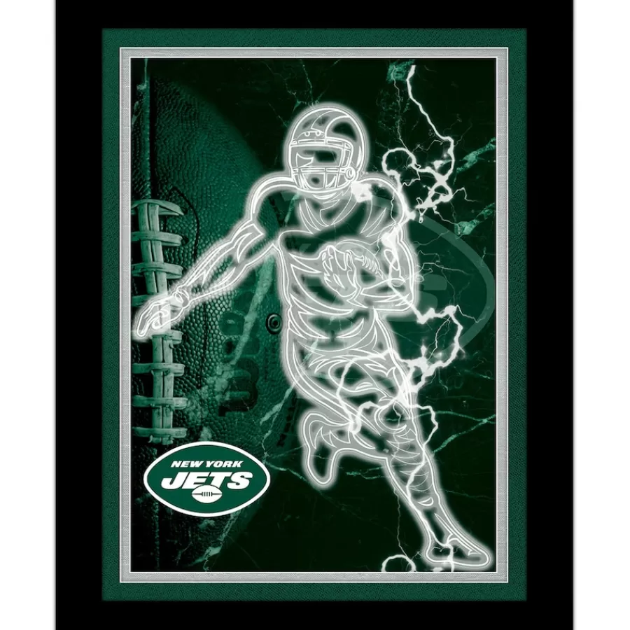 New York Jets Game Room^Black 12'' X 16'' Framed Neon Player Print
