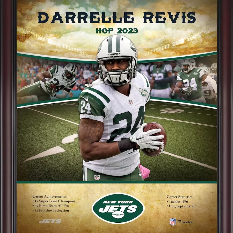 New York Jets Wall Art | Photos^Darrelle Revis Framed 15" X 17" Hall Of Fame Career Profile