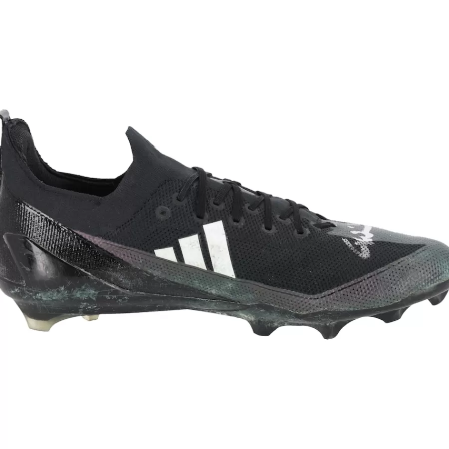 New York Jets Cleats & Shoes | Autographed Items^Garrett Wilson Autographed Game-Used Black/Gray Adidas Cleats From The 2023 NFL Season