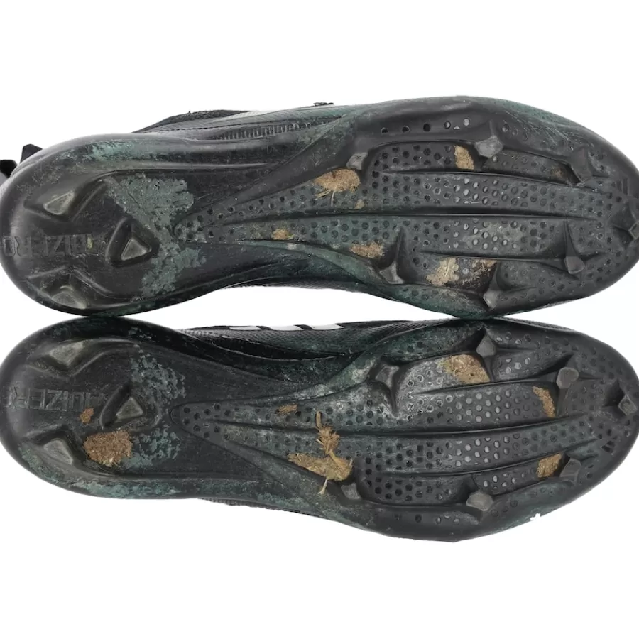 New York Jets Cleats & Shoes | Autographed Items^Garrett Wilson Autographed Game-Used Black/Gray Adidas Cleats From The 2023 NFL Season