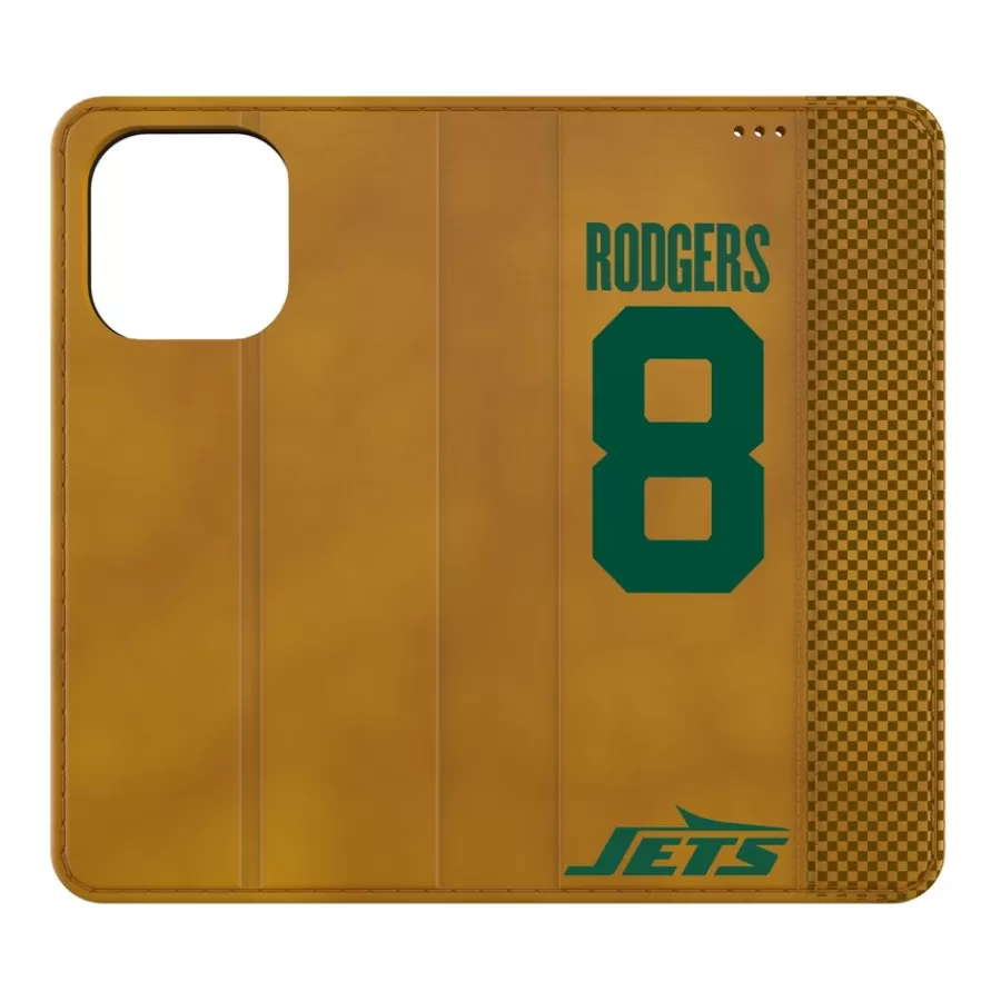 New York Jets Phone Cases | Electronics^Keyscaper Aaron Rodgers Brown Folio IPhone Case