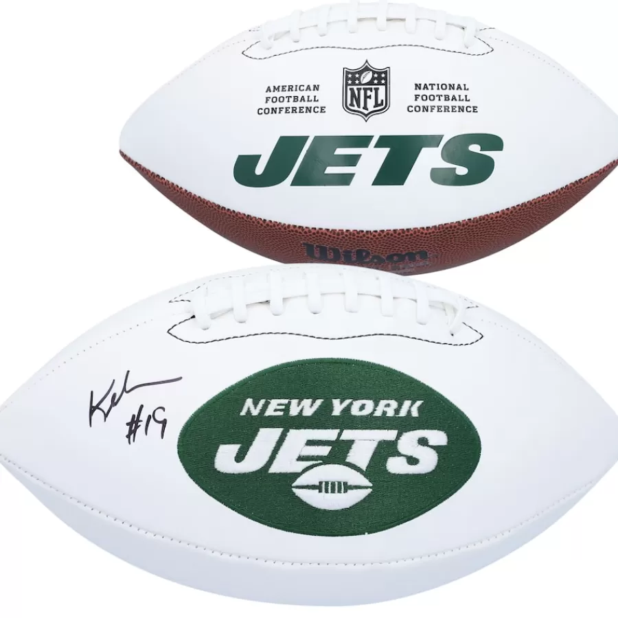New York Jets Autographed Items | Footballs^Keyshawn Johnson Autographed Wilson White Panel Football
