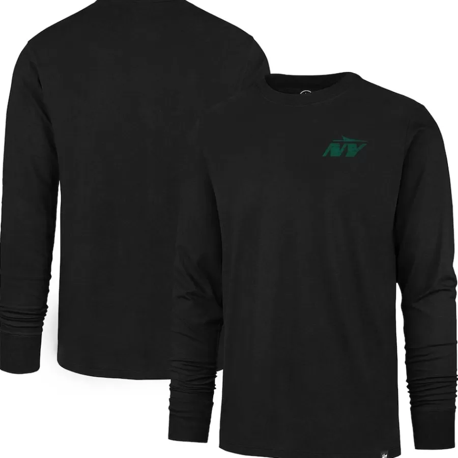 New York Jets Long Sleeved^Men's '47 Black Premier Franklin Long Sleeve T-Shirt