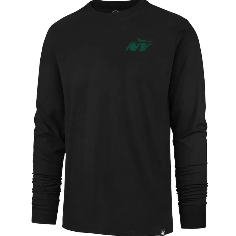 New York Jets Long Sleeved^Men's '47 Black Premier Franklin Long Sleeve T-Shirt