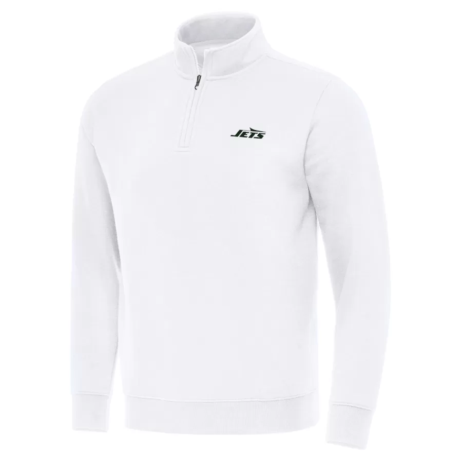 New York Jets Jackets | Sweatshirts & Fleece^Men's Antigua White Victory Quarter-Zip Pullover Top