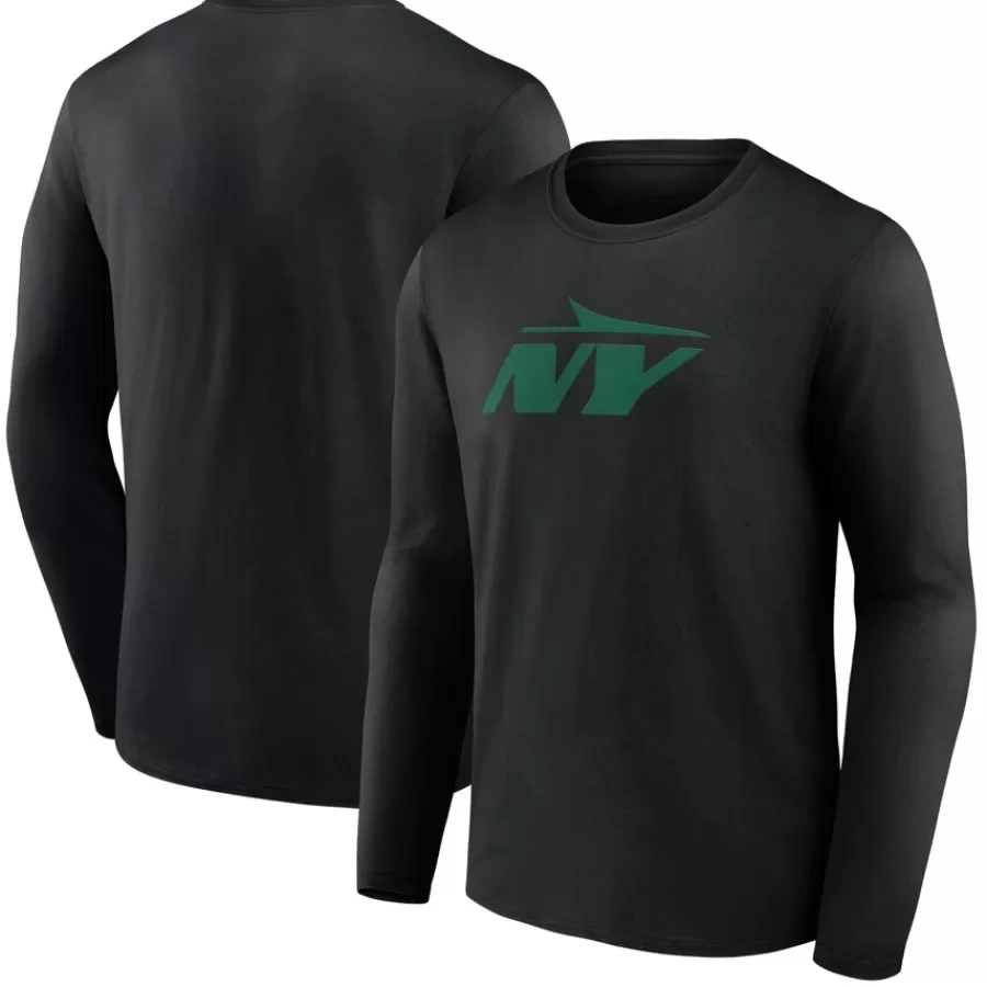 New York Jets Long Sleeved^Men's Black Secondary Logo Long Sleeve T-Shirt