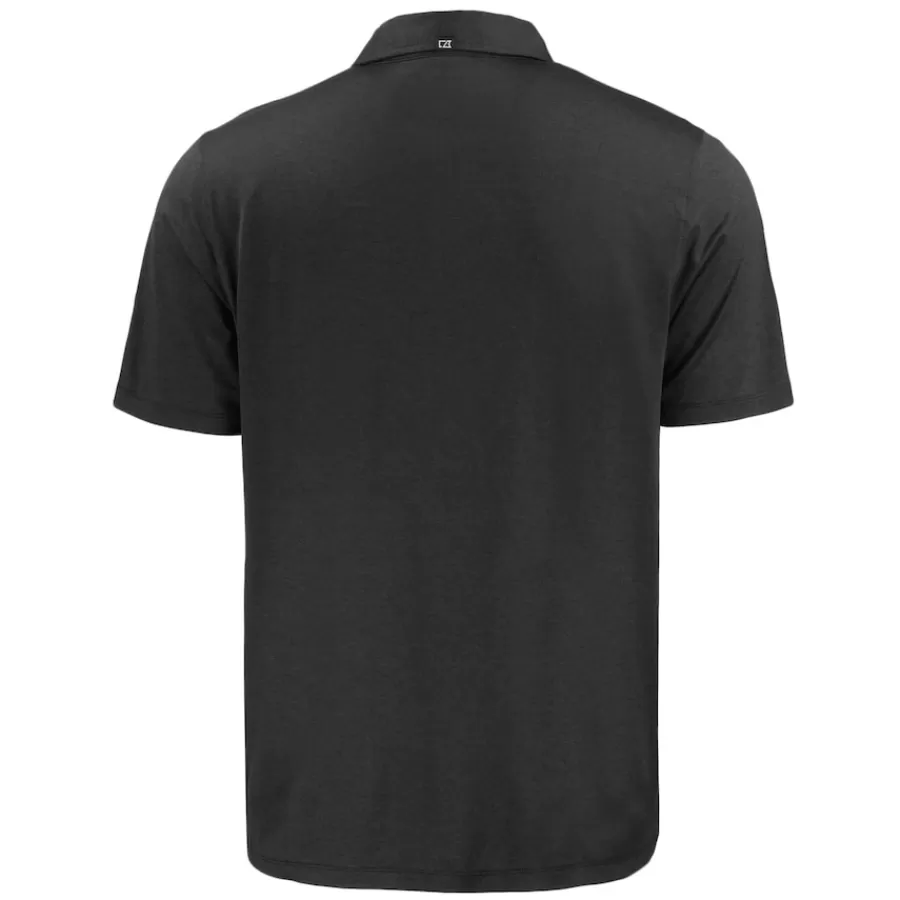 New York Jets Polos^Men's Cutter & Buck Black Monochromatic Logo Coastline Epic Comfort Eco Recycled Polo