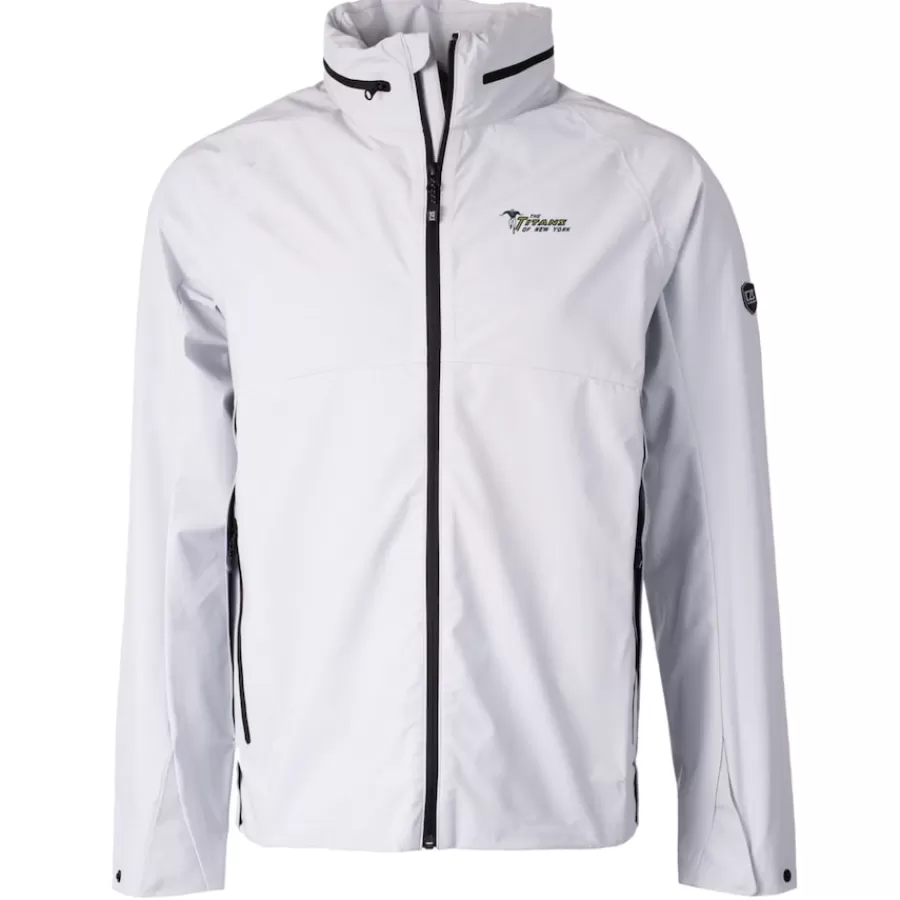 New York Jets Accessories | Rainwear^Men's Cutter & Buck Gray Throwback Logo Vapor Water Repellent Stretch Full-Zip Rain Jacket
