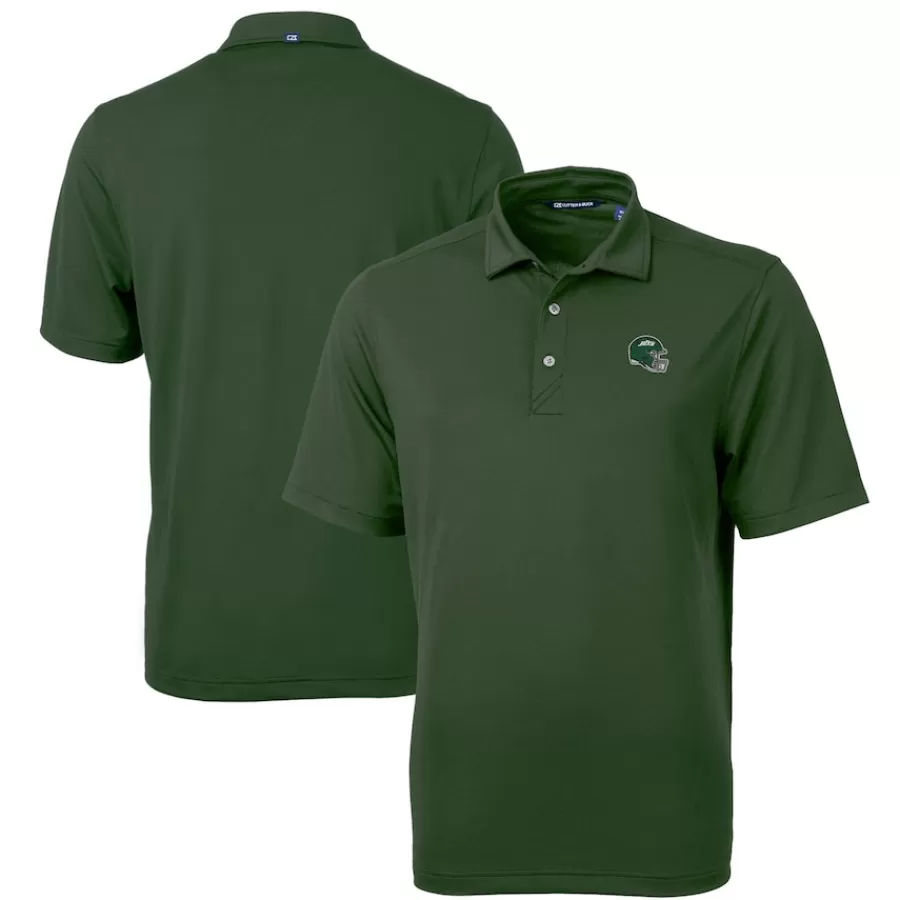 New York Jets Big & Tall^Men's Cutter & Buck Green Helmet Big & Tall DryTec Virtue Eco Pique Recycled Polo
