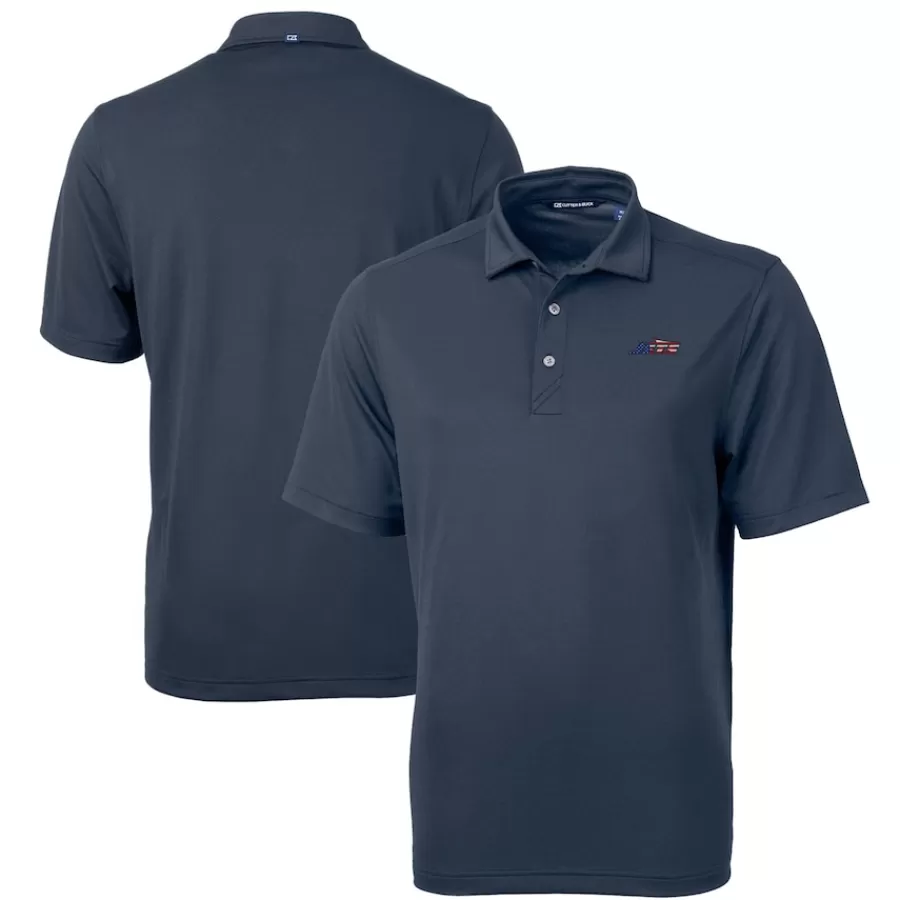 New York Jets Big & Tall^Men's Cutter & Buck Navy Americana Big & Tall DryTec Virtue Eco Pique Recycled Polo