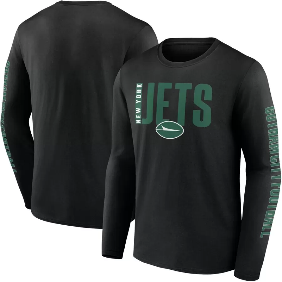 New York Jets Big & Tall^Men's Fanatics Black Big & Tall Vision Long Sleeve T-Shirt