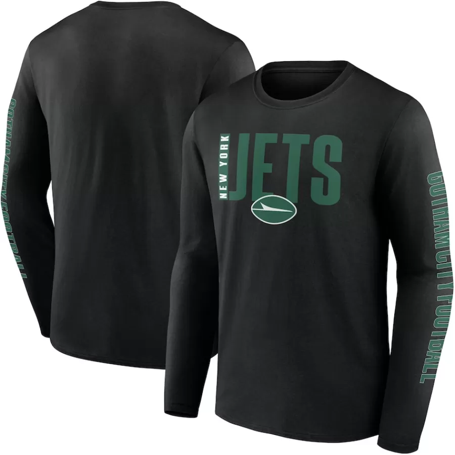 New York Jets Big & Tall^Men's Fanatics Black Big & Tall Vision Long Sleeve T-Shirt