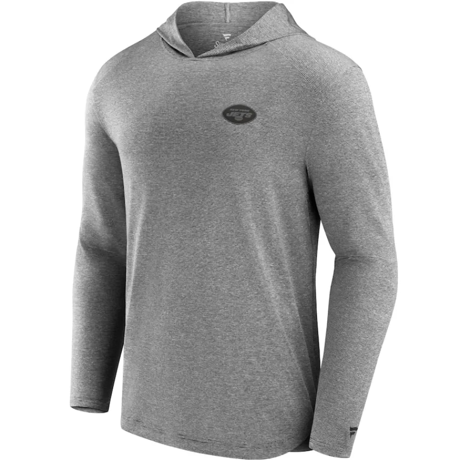 New York Jets Long Sleeved^Men's Fanatics Black Front Office Tech Lightweight Hoodie T-Shirt