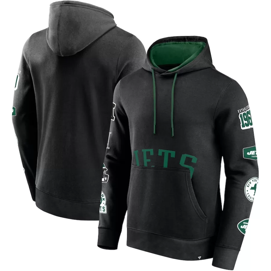 New York Jets Sweatshirts & Fleece | Men^Men's Fanatics Black Wild Winner Pullover Hoodie