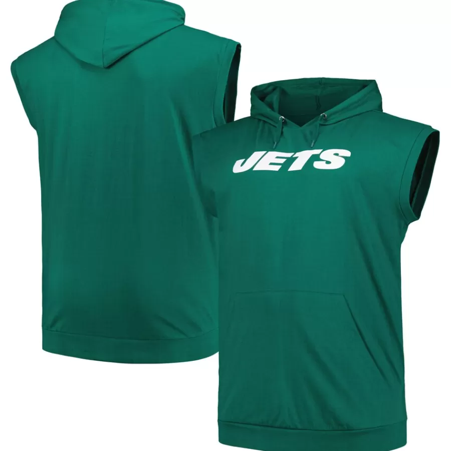 New York Jets Big & Tall | Tank Tops^Men's Fanatics Green Big & Tall Muscle Hoodie Sleeveless T-Shirt