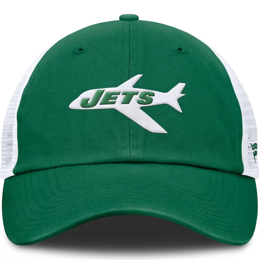New York Jets Adjustable^Men's Fanatics Kelly Green/White Vintage Trucker Adjustable Hat