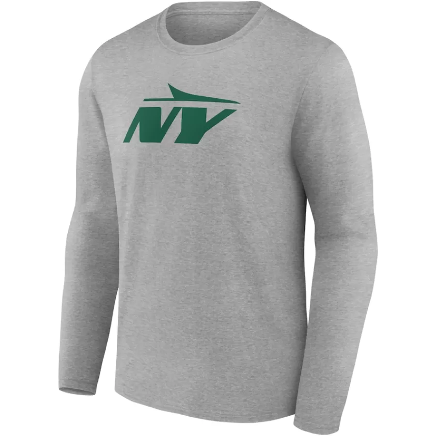 New York Jets Long Sleeved^Men's Gray Secondary Logo Long Sleeve T-Shirt