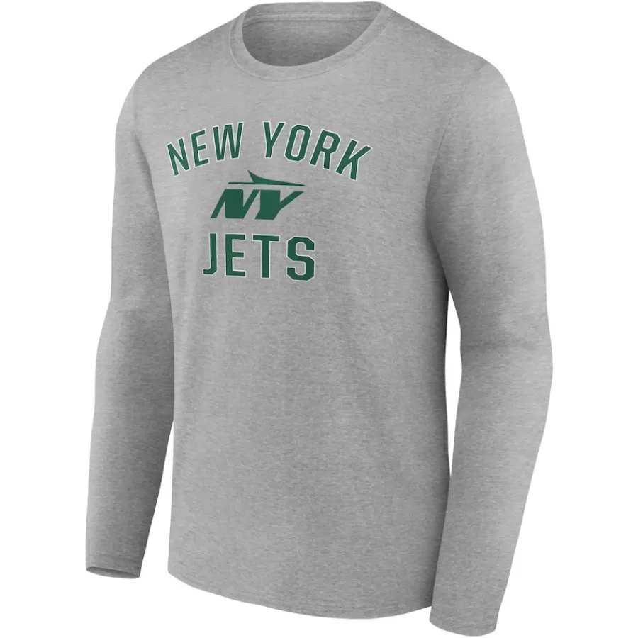 New York Jets Long Sleeved^Men's Gray Victory Arch Long Sleeve T-Shirt