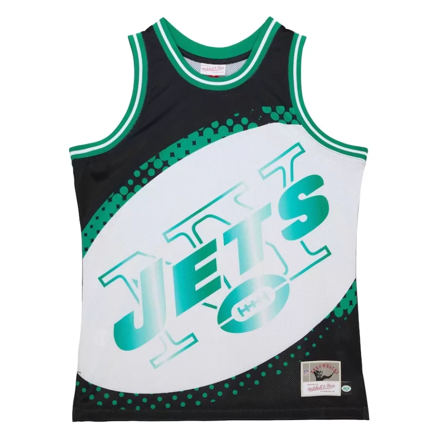 New York Jets Tank Tops^Men's Mitchell & Ness Black Big Face 7.0 Fashion Tank Top
