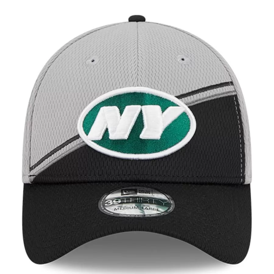 New York Jets Flex^Men's New Era Gray/Black 2023 Sideline 39THIRTY Flex Hat