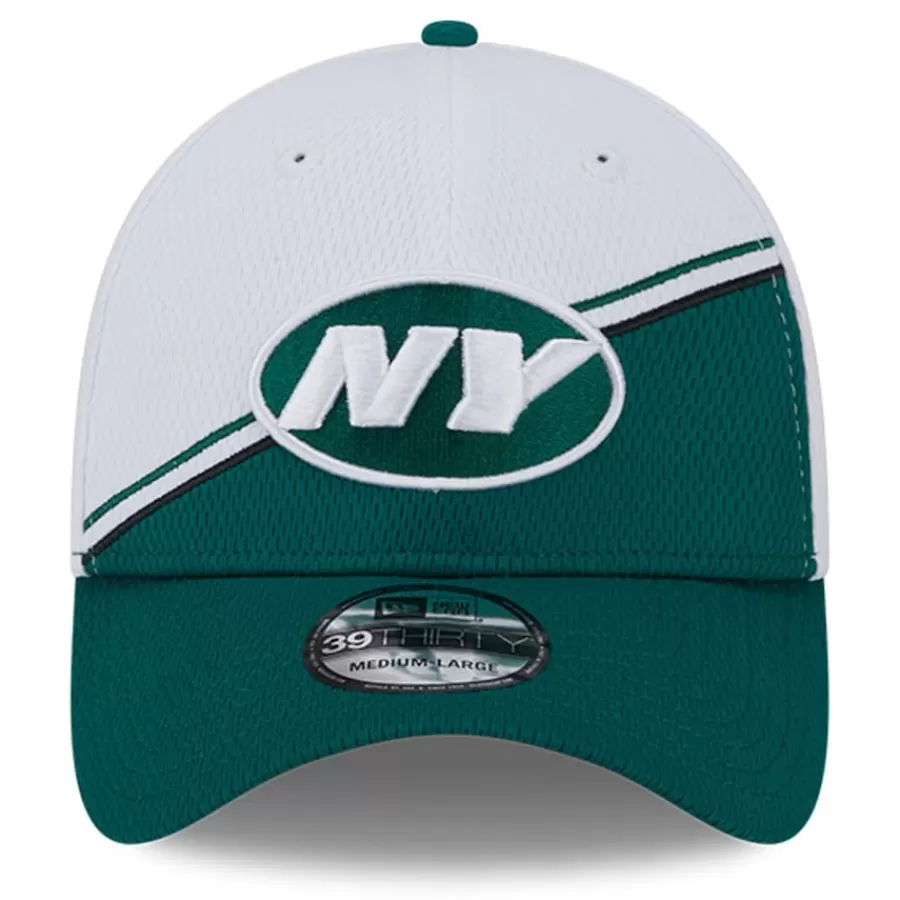 New York Jets Flex^Men's New Era White/Green 2023 Sideline 39THIRTY Flex Hat
