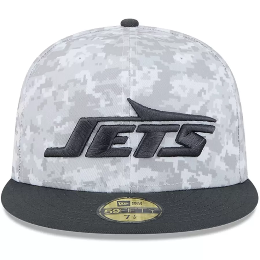 New York Jets Fitted^Men's New Era Arctic Camo/Graphite 2024 Salute To Service 59FIFTY Fitted Hat