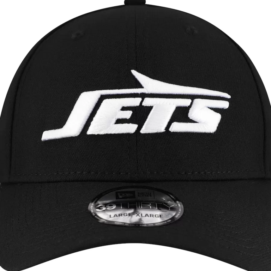 New York Jets Hats | Men^Men's New Era Black Main 39THIRTY Flex Hat