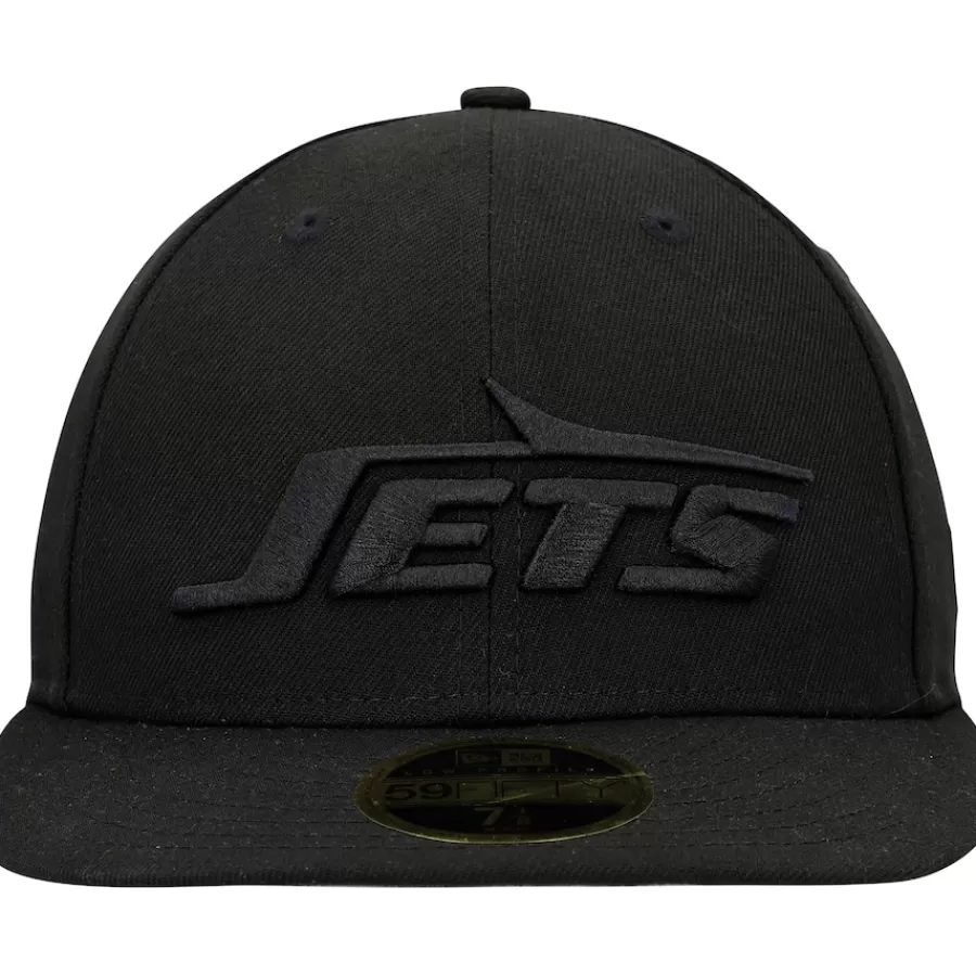 New York Jets Fitted^Men's New Era Black Wordmark Black On Black Low Profile 59FIFTY II Fitted Hat