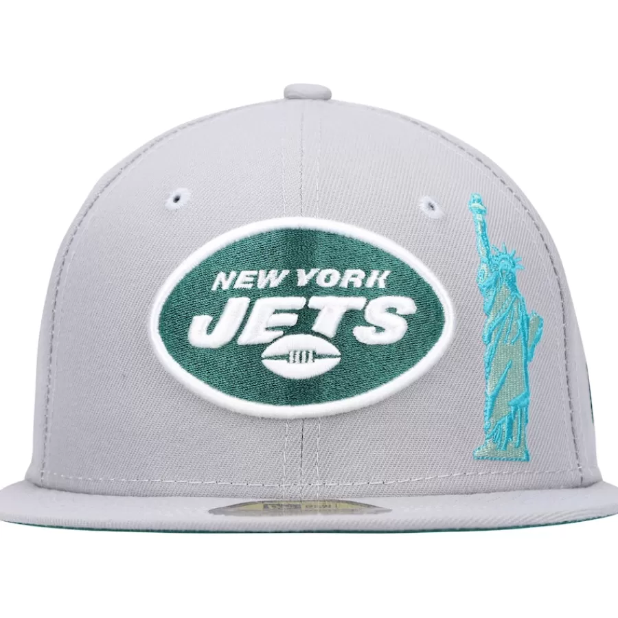 New York Jets Fitted^Men's New Era Gray City Describe 59FIFTY Fitted Hat