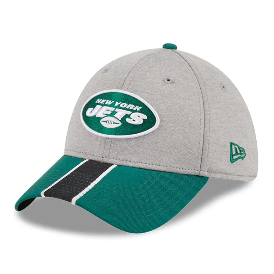 New York Jets Flex^Men's New Era Heather Gray/Green Striped 39THIRTY Flex Hat