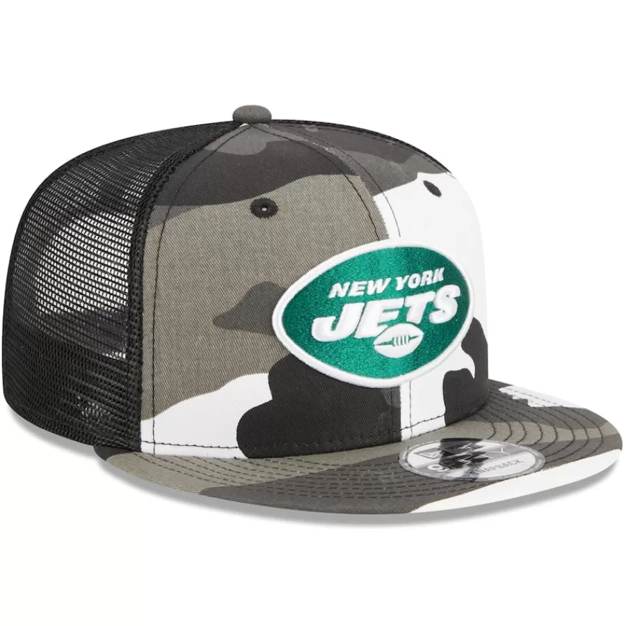 New York Jets Snapback^Men's New Era Urban Camo 9FIFTY Trucker Snapback Hat