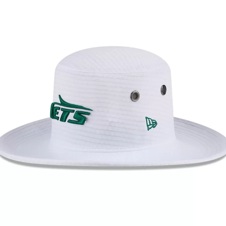 New York Jets Bucket^Men's New Era White 2024 NFL Training Camp Panama Bucket Hat