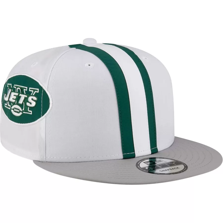 New York Jets Snapback^Men's New Era White Throwback Helmet 9FIFTY Snapback Hat