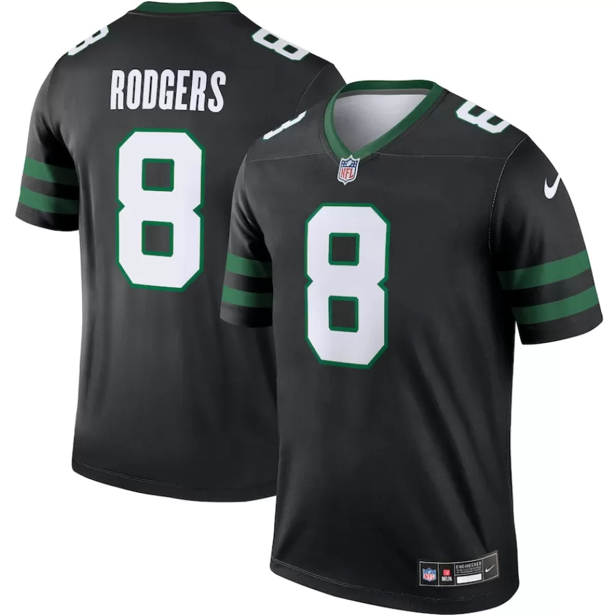 New York Jets Jerseys | Men^Men's Nike Aaron Rodgers Black Alternate Legend Player Performance Top