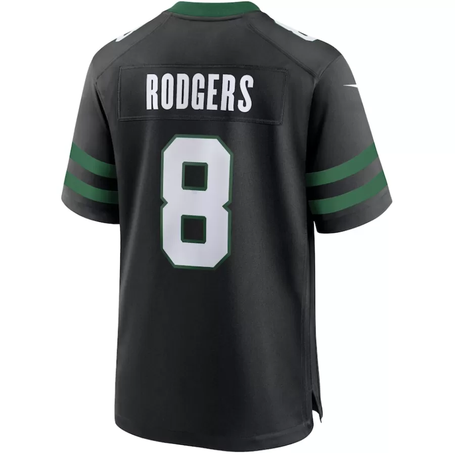 New York Jets Nike Game^Men's Nike Aaron Rodgers Legacy Black Alternate Game Jersey