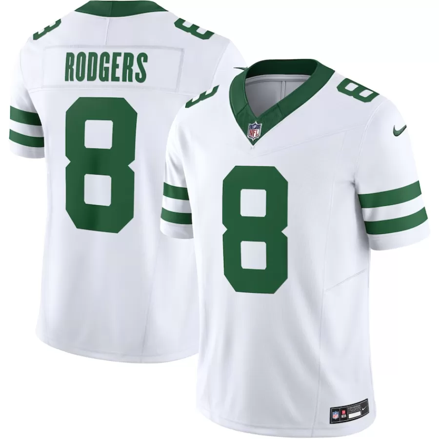 New York Jets Nike Limited^Men's Nike Aaron Rodgers Legacy White Vapor F.U.S.E. Limited Jersey