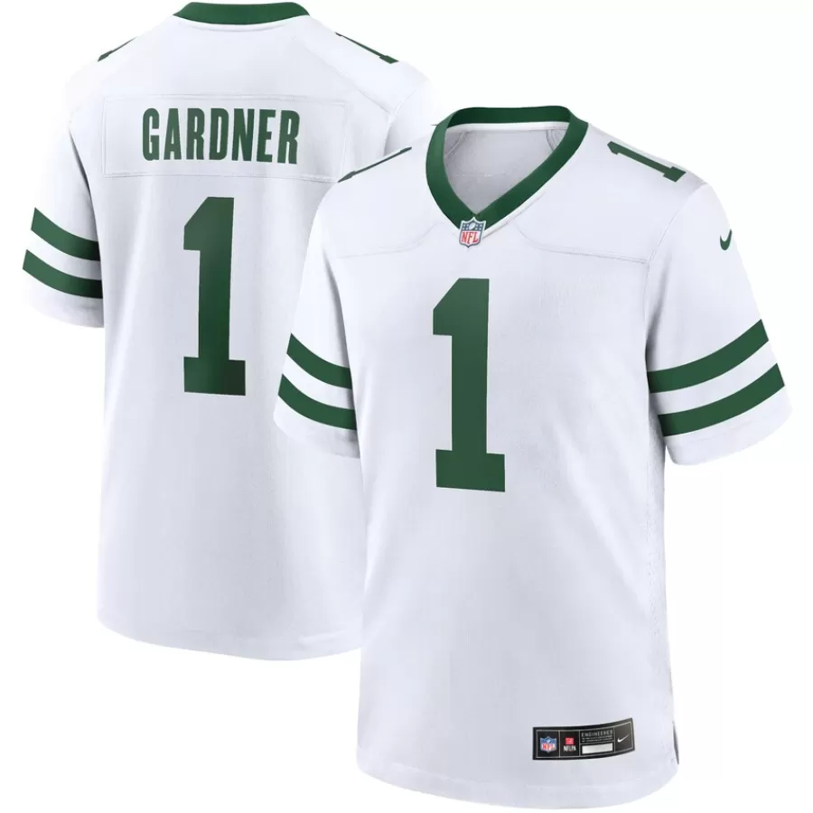 New York Jets Nike Game^Men's Nike Ahmad Sauce Gardner Legacy White Game Jersey