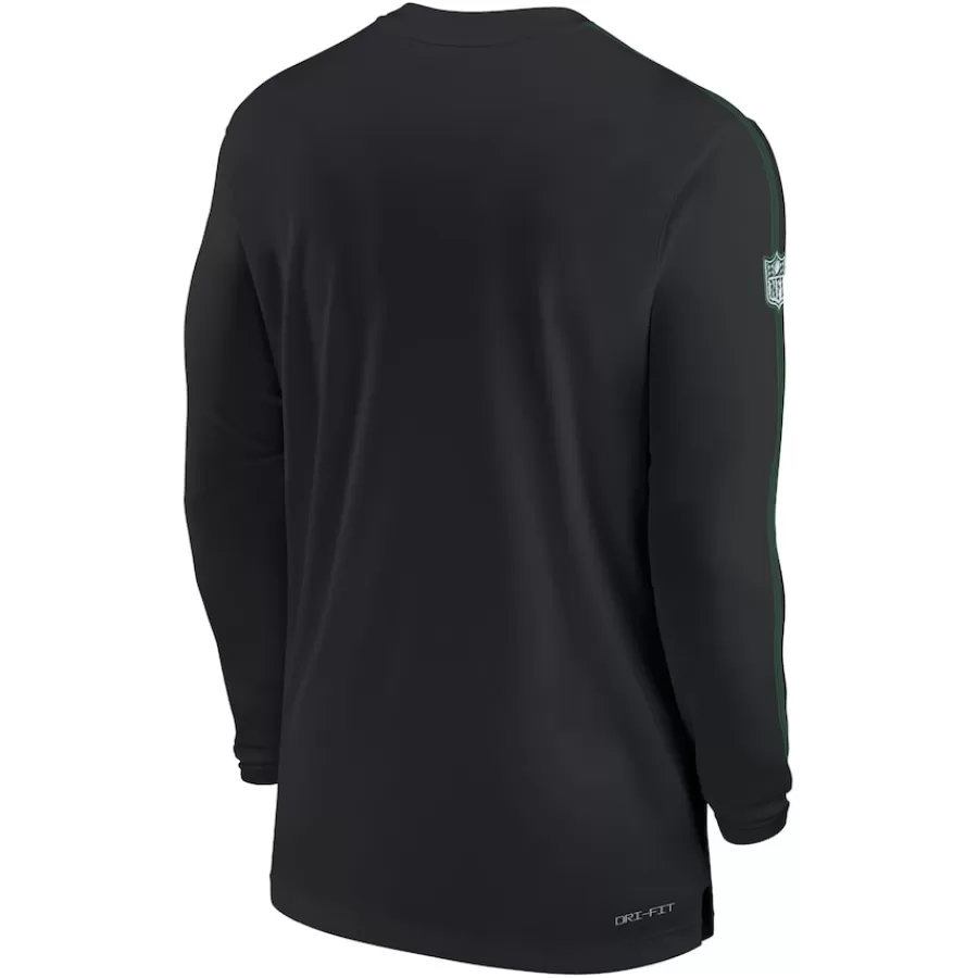 New York Jets Long Sleeved^Men's Nike Black Sideline Coach UV Performance Long Sleeve T-Shirt