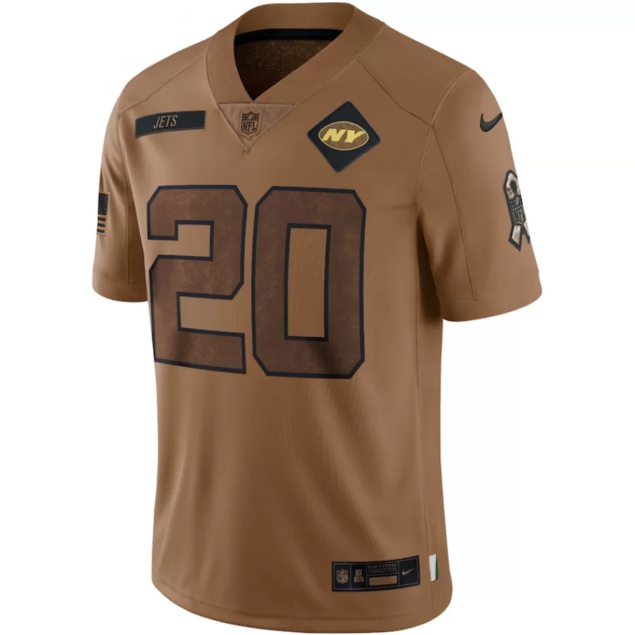 New York Jets Nike Limited^Men's Nike Breece Hall Brown Salute To Service Limited Jersey