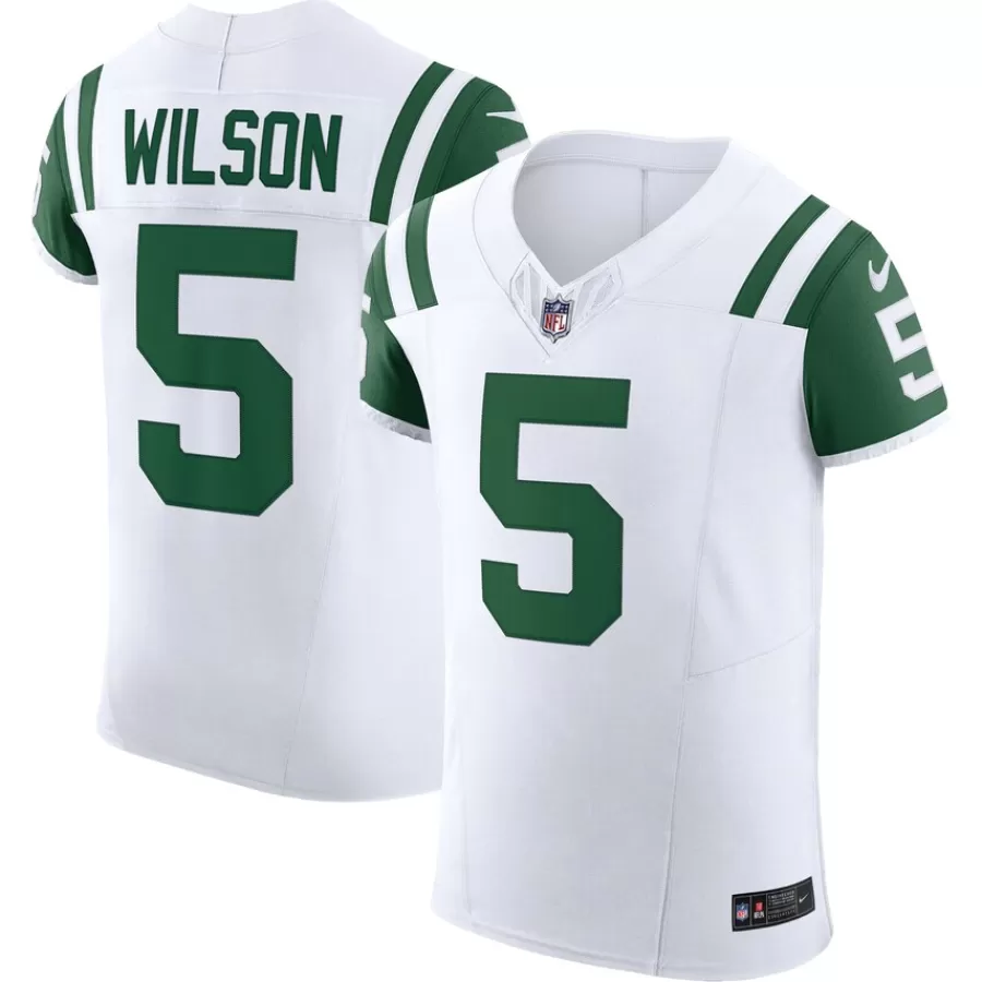 New York Jets Nike Elite^Men's Nike Garrett Wilson White Classic Alternate Vapor F.U.S.E. Elite Jersey