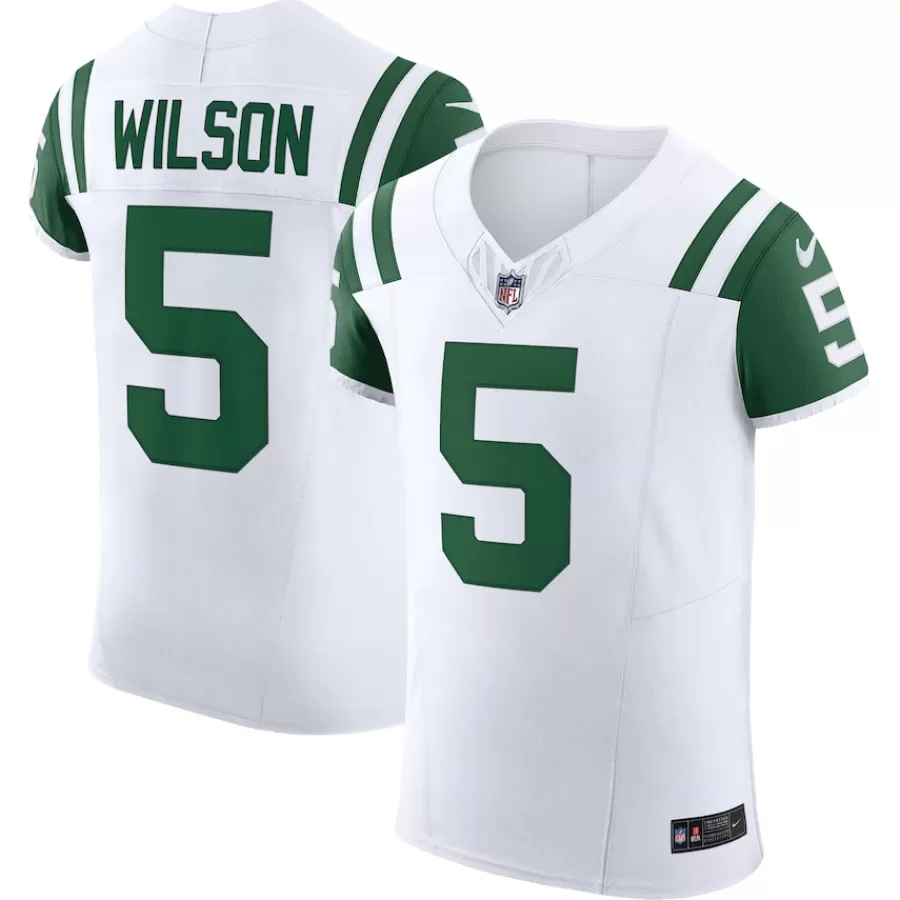 New York Jets Nike Elite^Men's Nike Garrett Wilson White Classic Alternate Vapor F.U.S.E. Elite Jersey