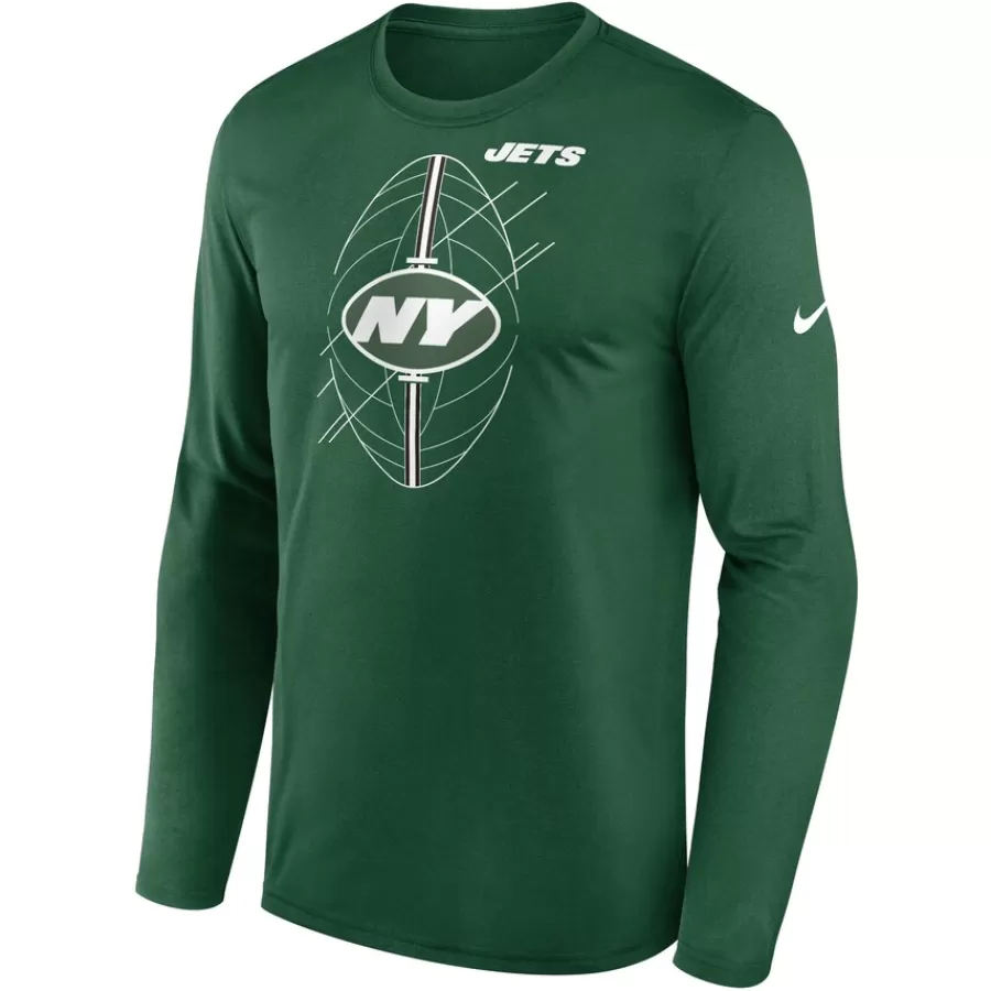 New York Jets Long Sleeved^Men's Nike Green Legend Icon Long Sleeve T-Shirt