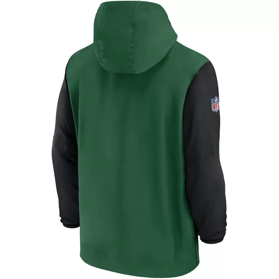 New York Jets Jackets | Sweatshirts & Fleece^Men's Nike Green/Black 2024/25 Sideline Pre-Game Player 1/2-Zip Hoodie Jacket