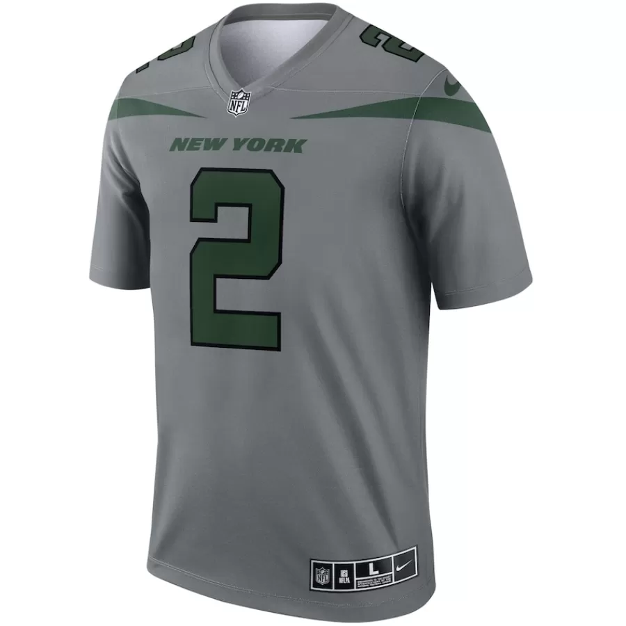 New York Jets Jerseys | Men^Men's Nike Zach Wilson Gray Inverted Legend Player Performance Top