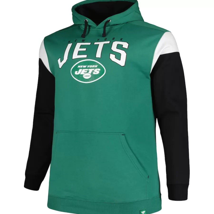 New York Jets Sweatshirts & Fleece | Men^Men's Profile Green Big & Tall Trench Battle Pullover Hoodie