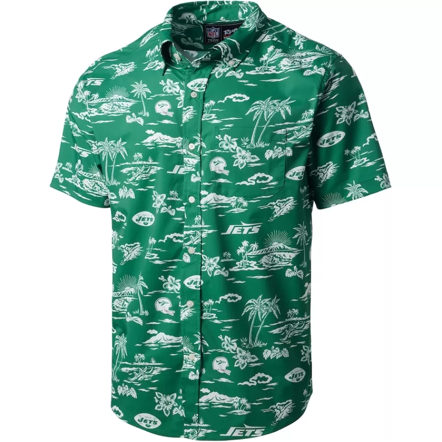 New York Jets Polos^Men's Reyn Spooner Green Throwback Pua Performance Polo