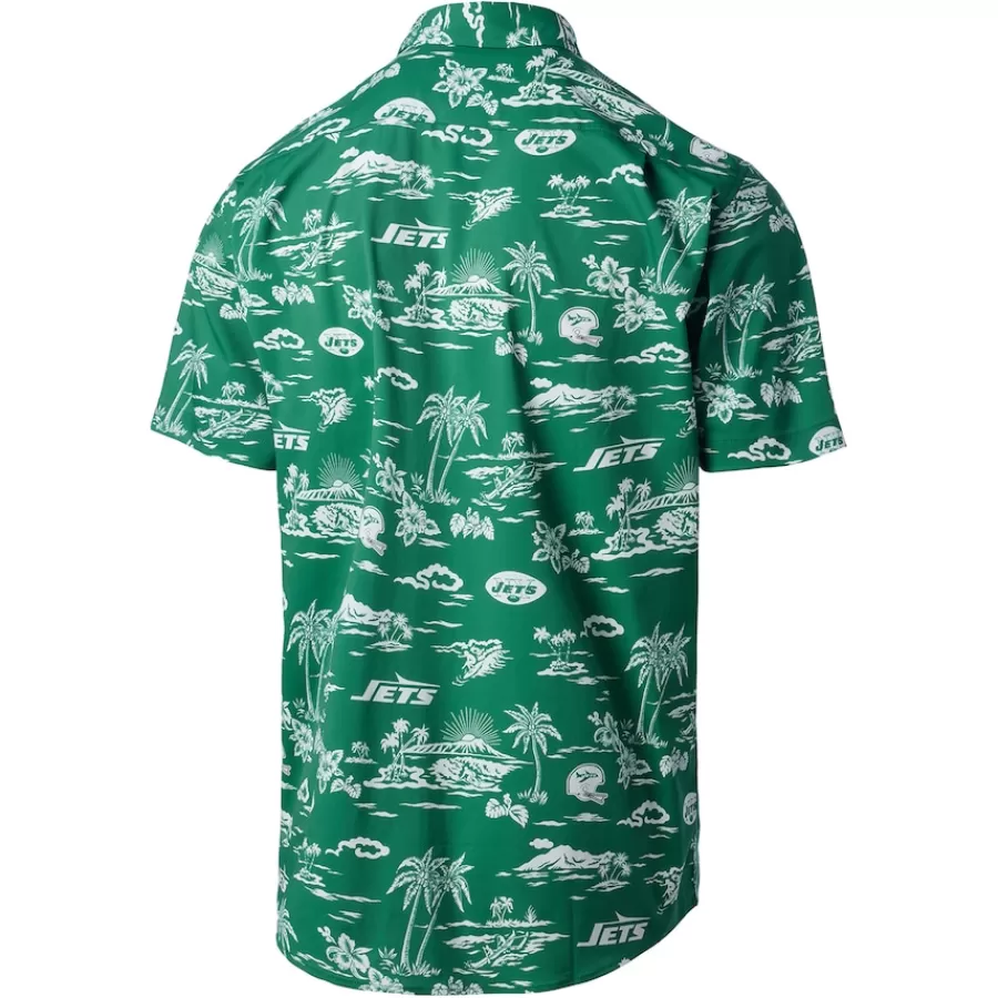 New York Jets Polos^Men's Reyn Spooner Green Throwback Pua Performance Polo