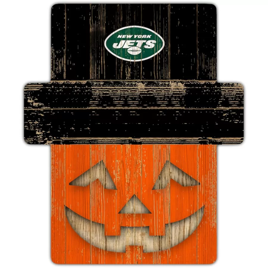 New York Jets Holiday Items | Holiday Decorations^ 12" X 12" Jack-O-Lantern Display
