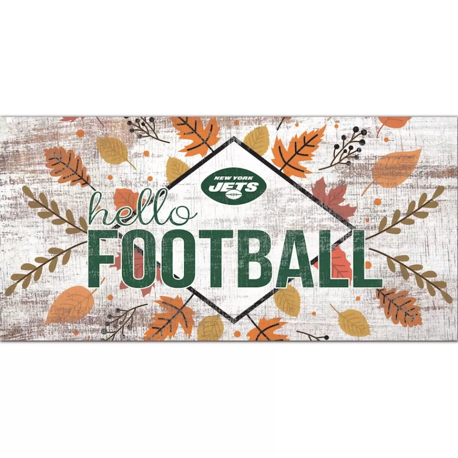 New York Jets Holiday Items | Holiday Decorations^ 6'' X 12'' Hello Football Wall Art